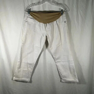 Oh Baby By Motherhood Capri Women's Large White Pull On Stretchy Denim